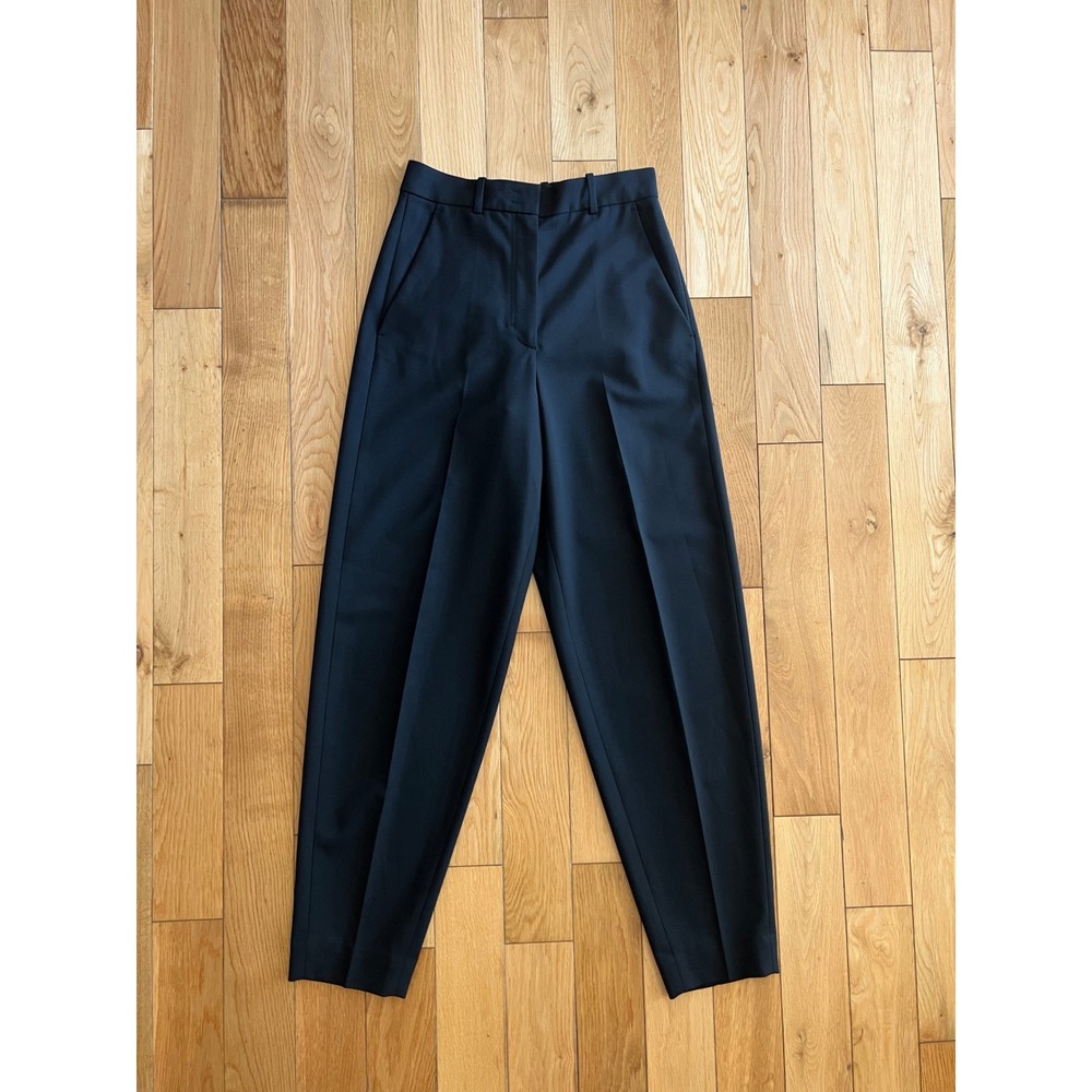 COS Wide Tapered Leg High Rise Trouser Pants Black Wool Blend Womens Size 26